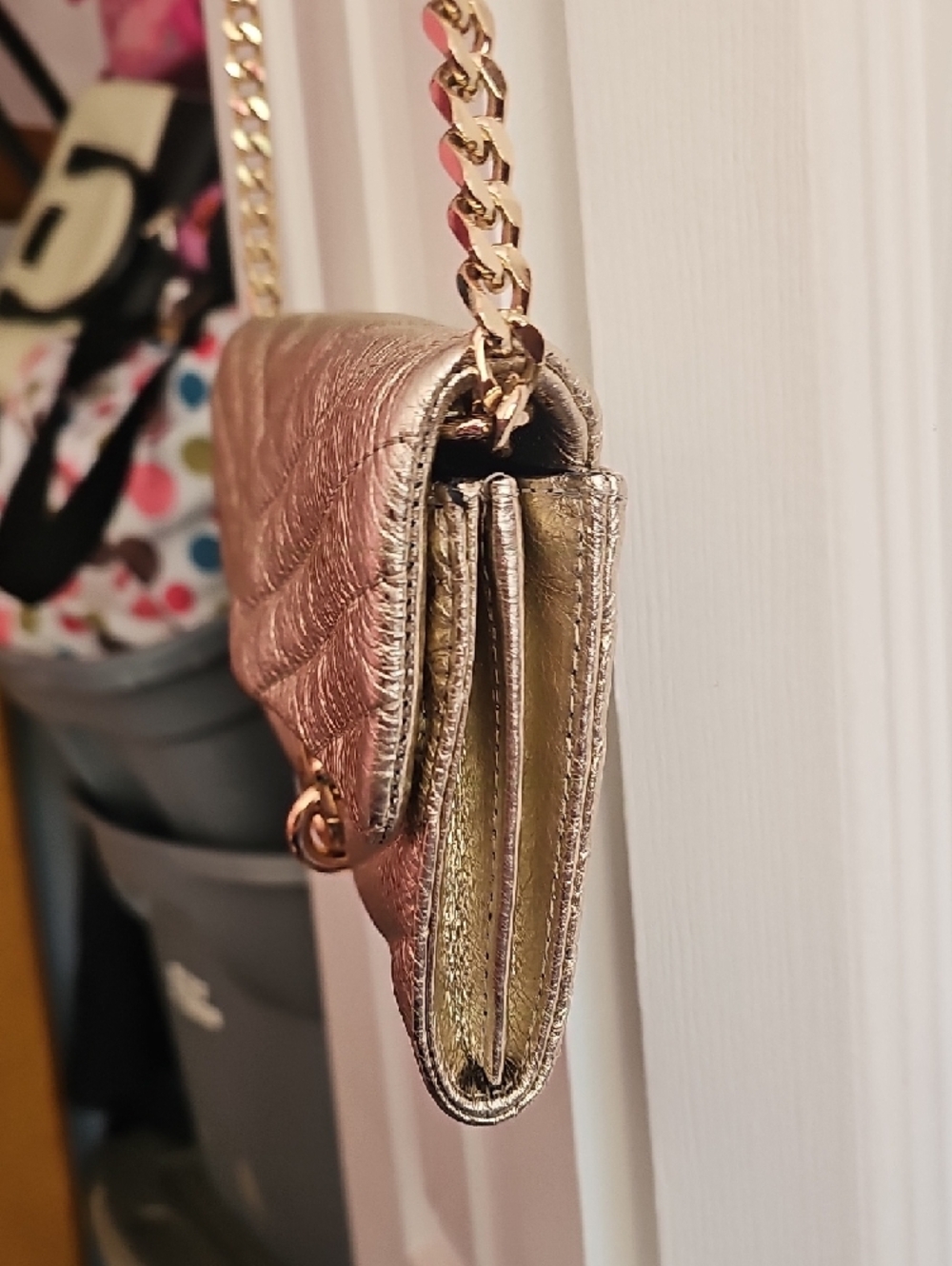 Rebecca Minkoff Metallic Gold Quilted Crossbody Bag - Picture 10 of 11